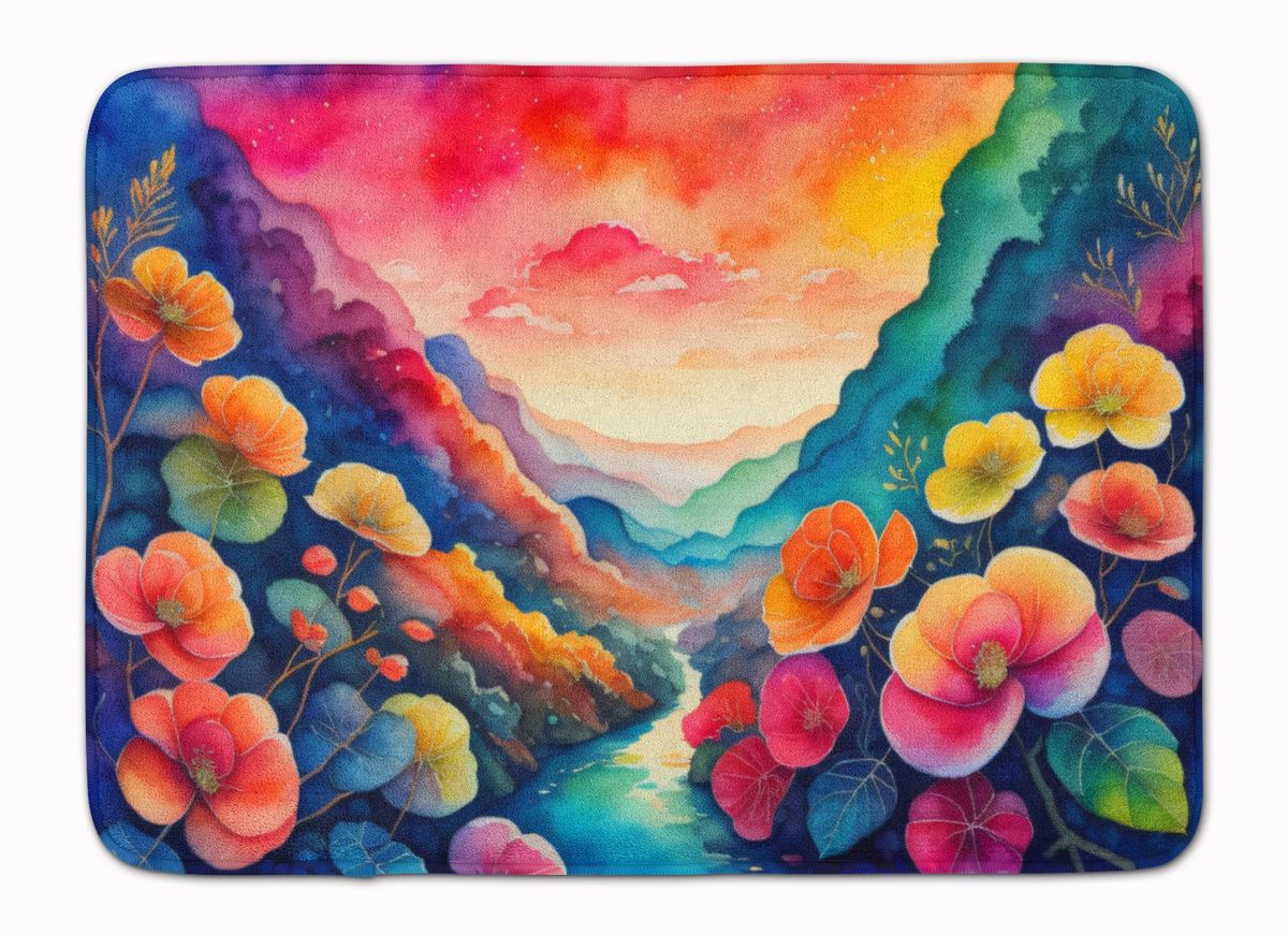 Begonias In Color Memory Foam Kitchen Mat Machine Washable Anti-Fatigue Mat Cushion Comfort Bath Mat Or Kitchen Rug_maomaolike.com
