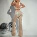 women's fashion sexy halter neck vest sequins slim fit flared trousers two-piece set_maomaolike.com