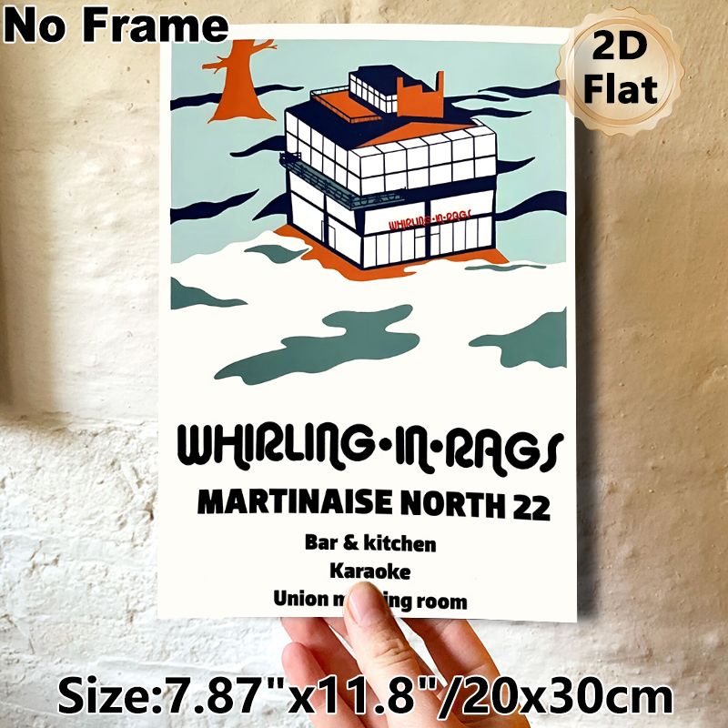 Whirling-in-Rags Building Painting Poster, Minimalist Cartoon Style Poster, Stylized Multi-function Venue Artwork, Ideal Themed Wall Decor For Home_maomaolike.com