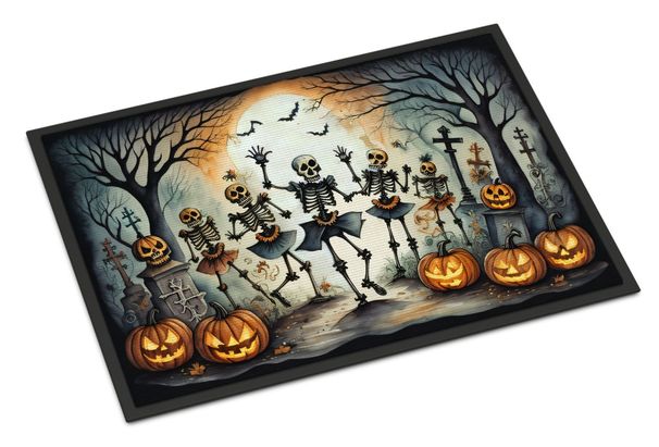 Dancing Skeletons Spooky Halloween Doormat Front Door Mat Indoor Outdoor Rugs For Entryway, Non Slip Washable Low Pile, 24H X 36W_maomaolike.com