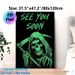 Grim Reaper Themed Painting Poster, Glow-in-the-dark Spooky Grim Reaper With "See You Soon" Text Poster, Unique Dark Gothic Style For Home Wall Decor_maomaolike.com