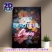 "Our Beautiful Chaos" Tropical Hibiscus Floral Painting Poster, Dark-toned Vibrant Floral With Neon Lettering Poster, Stylish Decorative Artwork Ideal_maomaolike.com