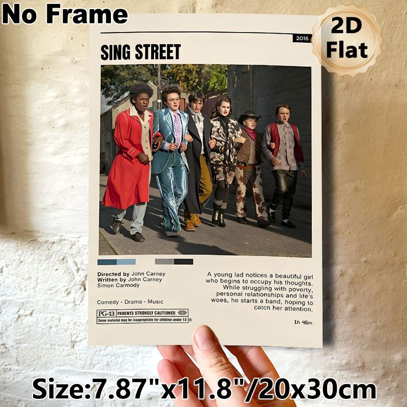 Sing Street Movie Painting Poster, Vintage-style Retro Band Group Portrait Poster, Nostalgic Music Drama Themed Decor, Ideal For Living Room, Home_maomaolike.com