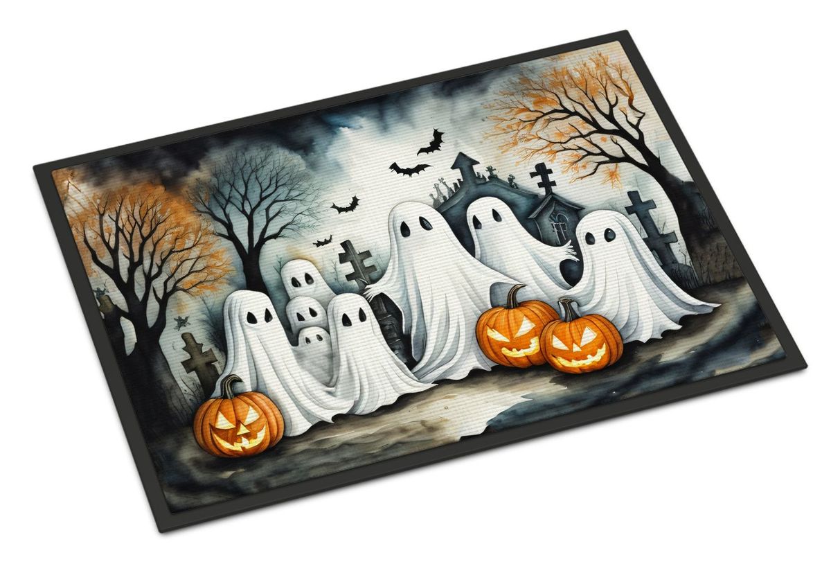 Ghosts Spooky Halloween Doormat Front Door Mat Indoor Outdoor Rugs For Entryway, Non Slip Washable Low Pile, 24H X 36W_maomaolike.com