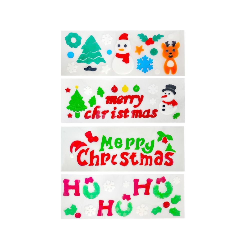 Christmas Gel Cling Stickers For Windows And Mirrors - 12 Sheets Of Winter Designs: Santa Claus, Snowman, Snowflakes, Reindeer And More!_maomaolike.com