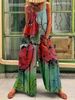 Women's 2023 Summer New Large Fashion Print Loose Strap Wide Leg Jumpsuit_maomaolike.com