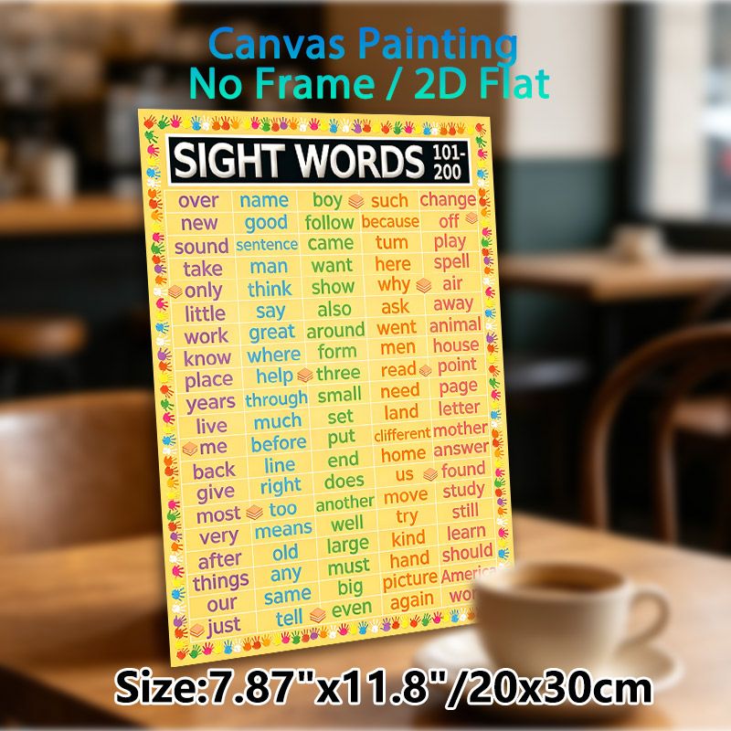 Sight Words 101-200 Painting Poster, Vibrant Educational Word Chart Poster, Aids In Vocabulary Learning Ideal For Classrooms And Study Spaces_maomaolike.com