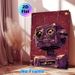 Vintage Robot Painting Poster, Retro Distressed Purple Robot Art Poster, Nostalgic Industrial-style Decor Suitable For Home Office, Game Room_maomaolike.com