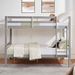 Full Over Full Bunk Bed With Thick Posts,Wooden Bunk Bed With High Guardrail And Ladder For Kids, Teens, Dorm Rooms, And Guest Rooms,No Box Spring Needed, Grey_maomaolike.com