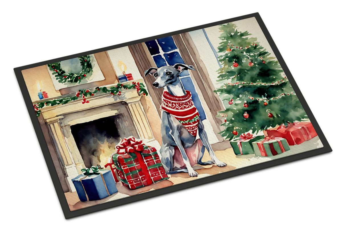 Italian Greyhound Cozy Christmas Doormat Front Door Mat Indoor Outdoor Rugs For Entryway, Non Slip Washable Low Pile, 24H X 36W_maomaolike.com