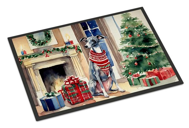 Italian Greyhound Cozy Christmas Doormat Front Door Mat Indoor Outdoor Rugs For Entryway, Non Slip Washable Low Pile, 24H X 36W_maomaolike.com