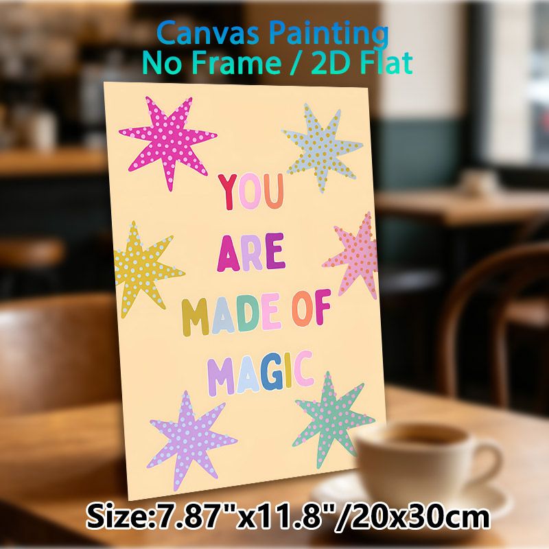 You Are Made Of Magic Inspirational Painting Poster, Pastel-colored Polka Dot Star Pattern Poster, Uplifting Quote Decor To Boost Mood Ideal For_maomaolike.com