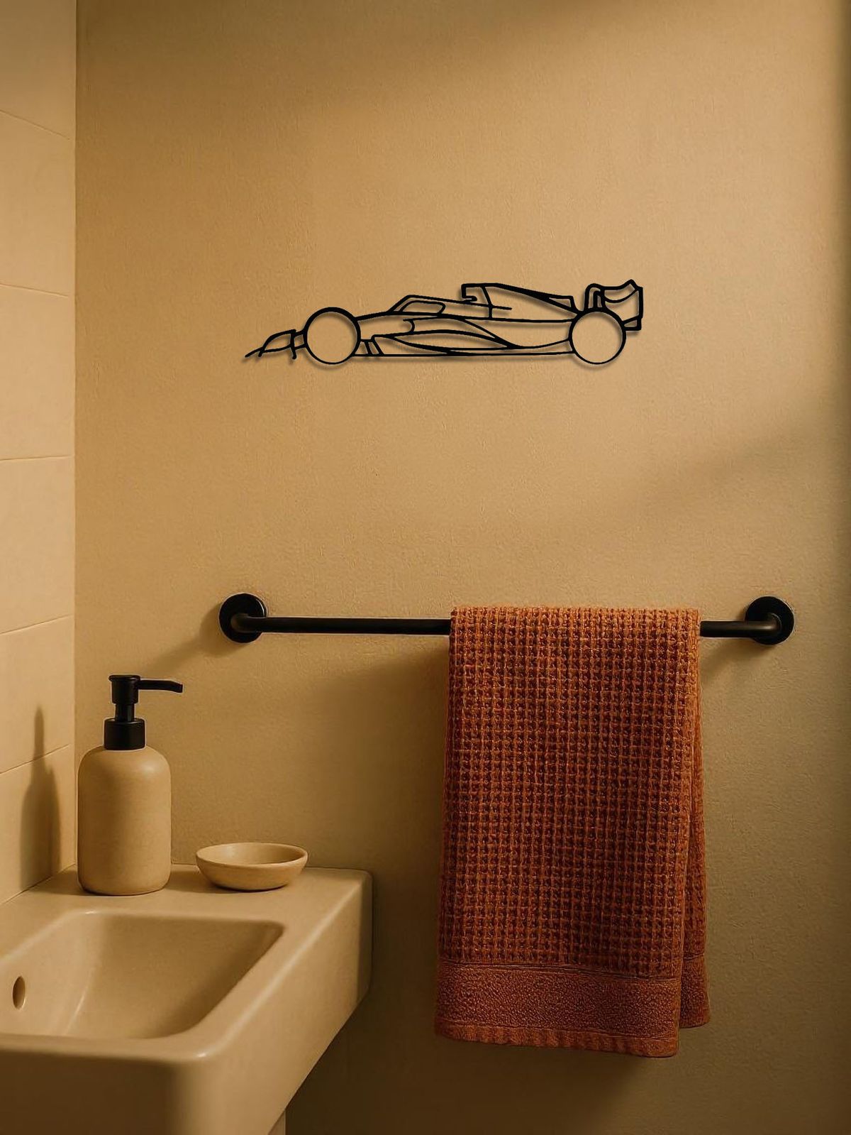 Stylish Edge Metal Line Racing Car Wall Adornment-Suspended Iron Wall Sculptures_maomaolike.com