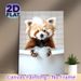 Red Panda Bathing Painting Poster, Cute Realistic Fluffy Red Panda With Bath Bubbles In Bathtub Poster, Brings Playful Warm Ambiance, Ideal For_maomaolike.com