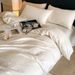 2026 Spring New Simple Pure Four-Piece Spring Jacquard Satin Full Cotton Bed Sheet Duvet Cover Nantong Bedding Three-Piece Set_maomaolike.com