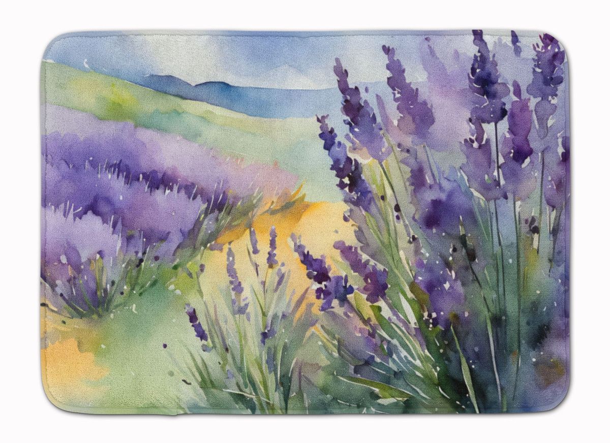 Lavender In Watercolor Memory Foam Kitchen Mat Machine Washable Anti-Fatigue Mat Cushion Comfort Bath Mat Or Kitchen Rug_maomaolike.com