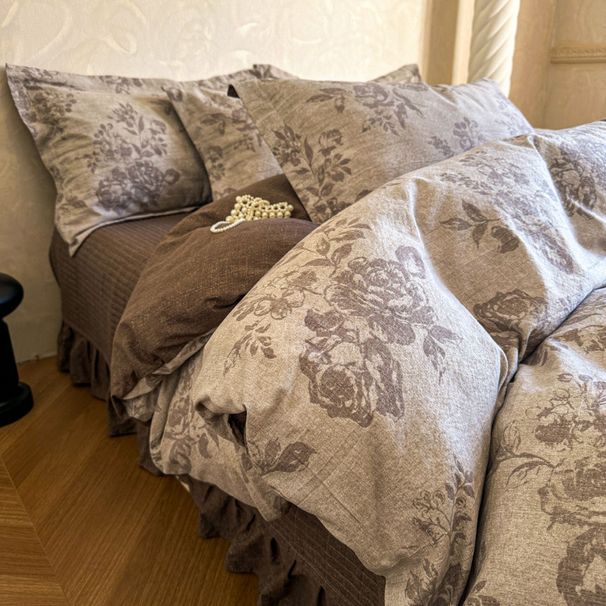 2025 New Model Original Cotton Linen Bedspread Four-Piece Set Double-Layer Jacquard Vintage Floral Duvet Cover For_maomaolike.com