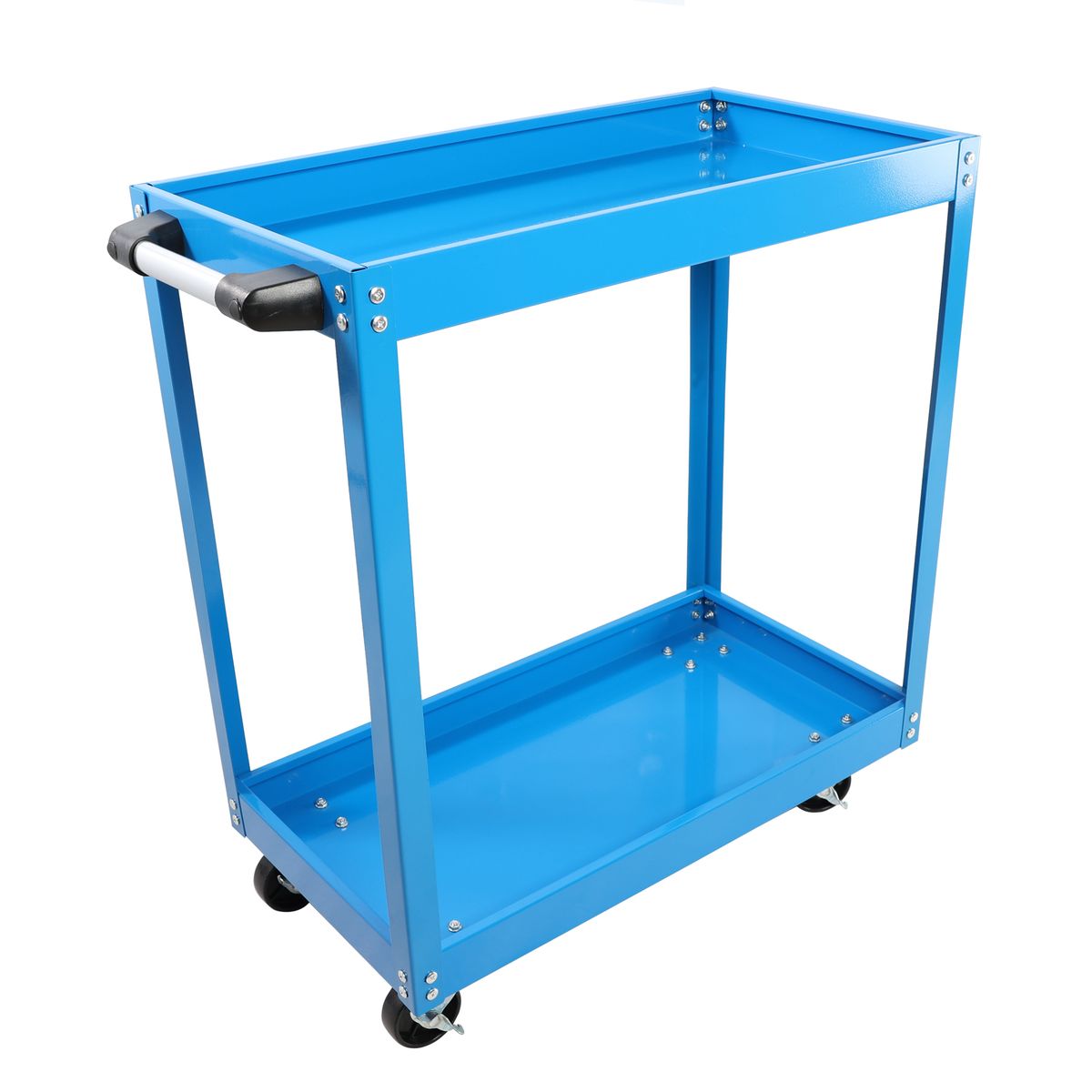 Tool Cart On Wheels, Heavy Duty Steel Utility Cart W/Lockable Wheels, 400 LBS Capacity Industrial Service Cart For Garage, Warehouse, Workshop (Two-layer Bright Blue)_maomaolike.com
