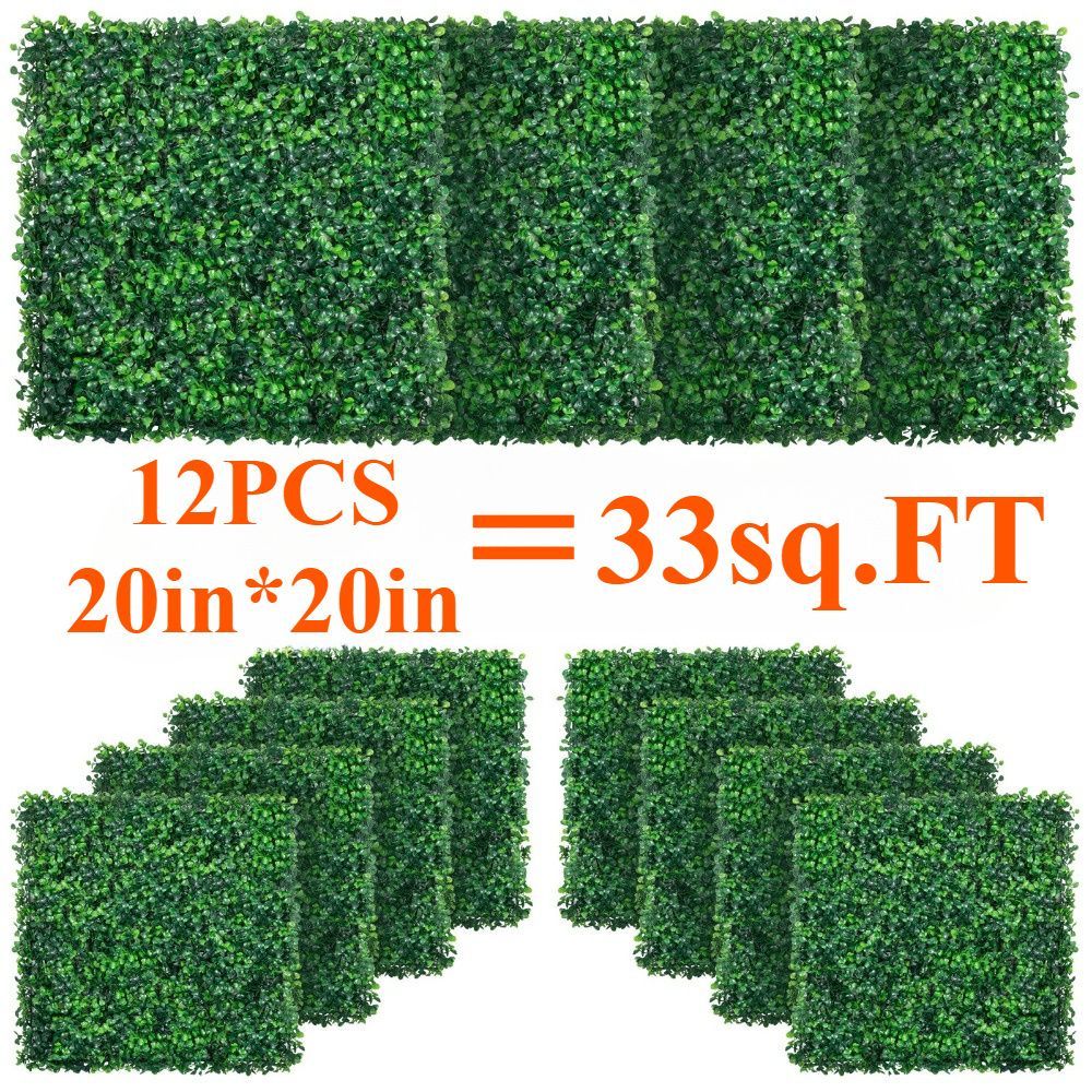 12pieces Of 20 Inch X 20 Inch Lawn Wall Panels, Artificial Lawn Wall Panels, Green Background Decoration, Boxwood Fence Wall Panels, Party, Wedding, Indoor, Backyard, Christmas Decoration, 33sq.FT_maomaolike.com