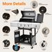Propane Grill 3 Burner Barbecue Grill Stainless Steel Gas Grill With Side Burner And Cover For Outdoor BBQ, Camping_maomaolike.com
