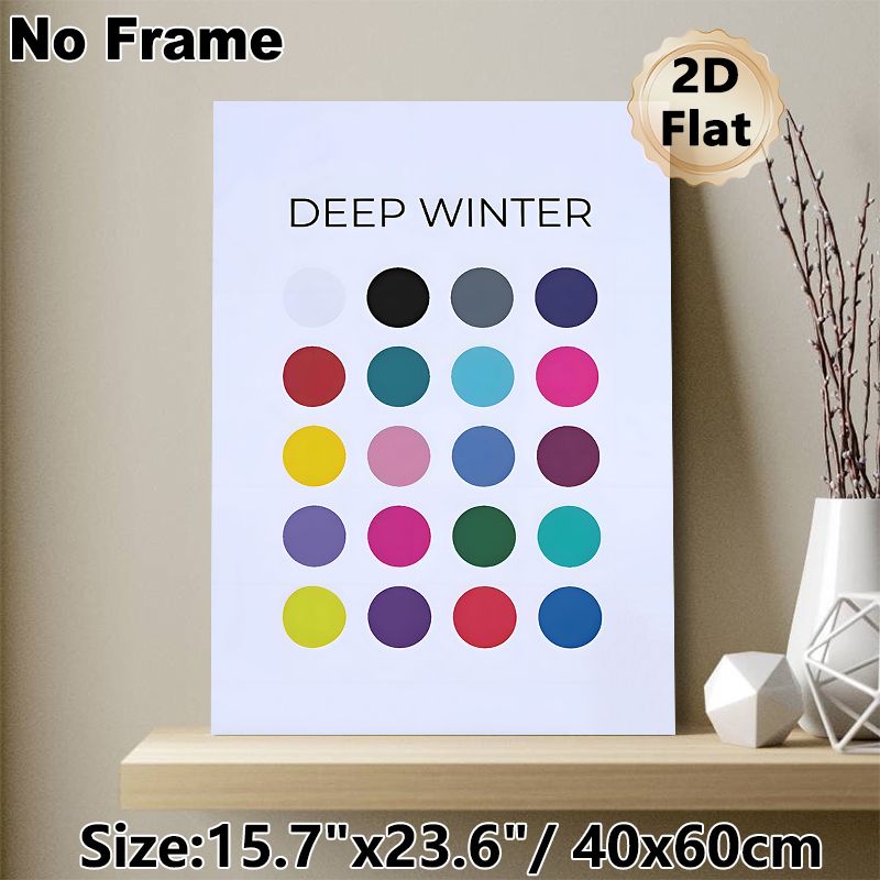 Deep Winter Color Palette Painting Poster, Vibrant Minimalist Color Dot Poster, Practical Color Reference Ideal For Home Studio, Fashion Workspace_maomaolike.com