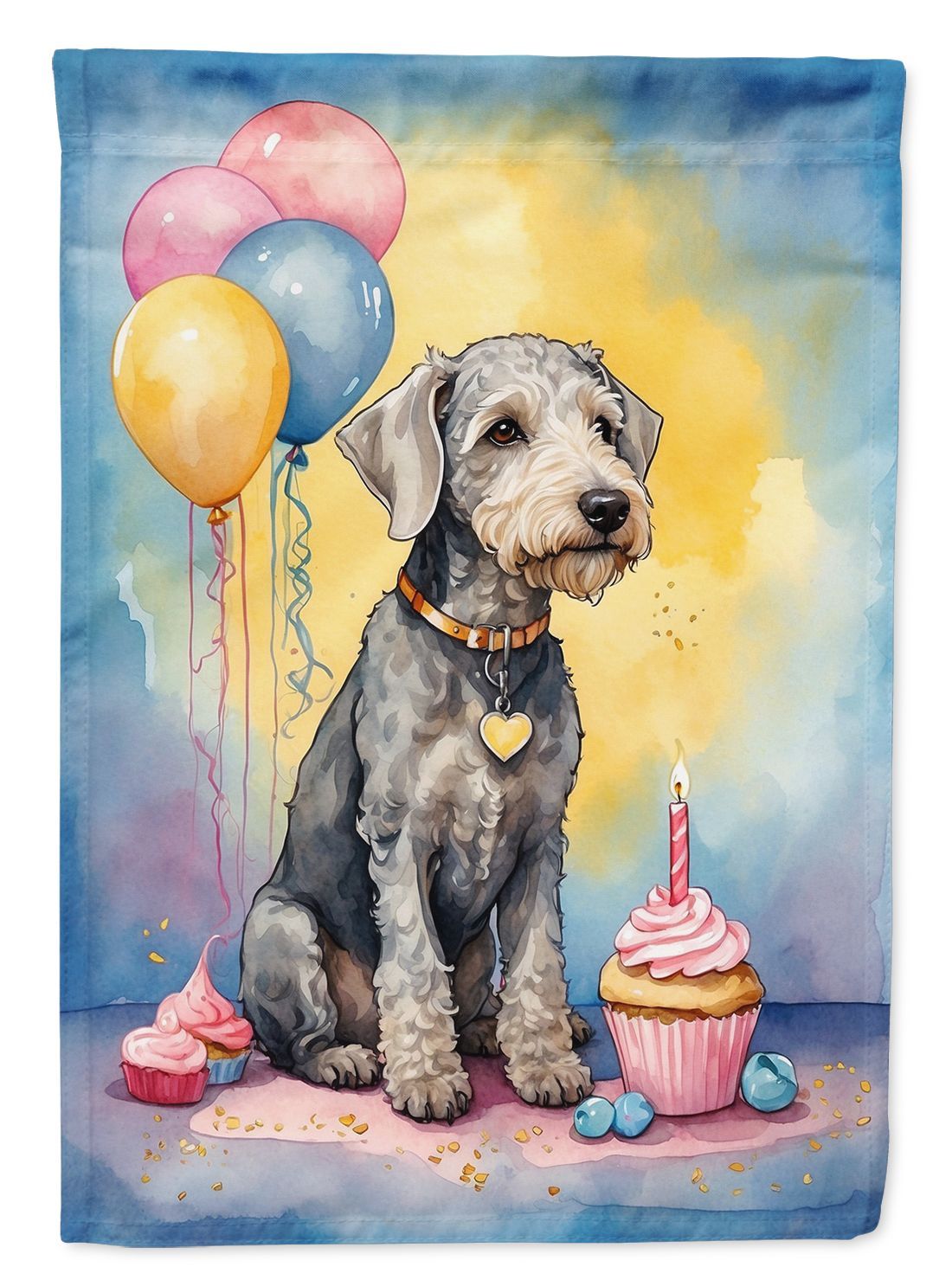 Bedlington Terrier Happy Birthday Garden Flag Mailbox Flag Decorative Yard Flag Banner Outside Patio Artwork Yard Flower Beds, Garden Size, Multicolor_maomaolike.com