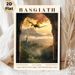 Basgiath Dragon & Castle Painting Poster, Atmospheric Fantasy Style Poster, Captivating Scene Of Dragon Flying Over Misty Mountain Castle At Golden_maomaolike.com