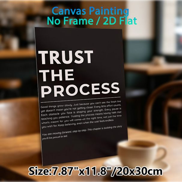 Inspirational "Trust The Process" Painting Poster, Minimalist Black & White Typographic Poster, Motivational Text Art To Boost Positivity, Ideal For_maomaolike.com