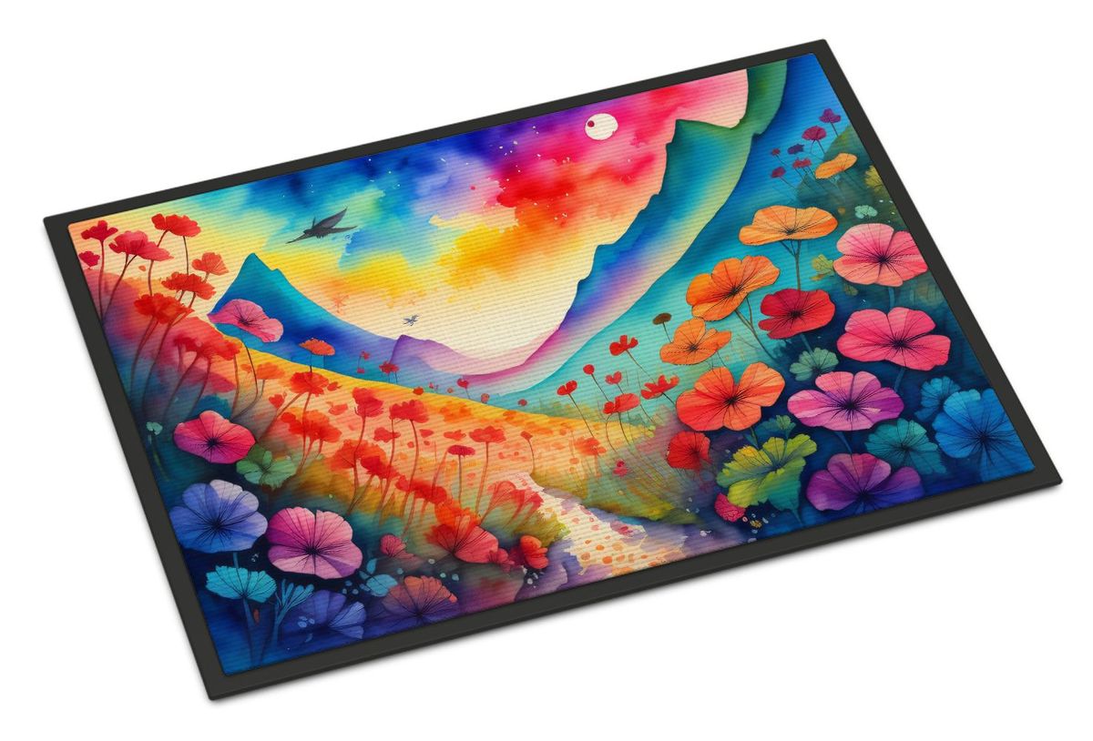 Geraniums In Color Doormat Front Door Mat Indoor Outdoor Rugs For Entryway, Non Slip Washable Low Pile, 24H X 36W_maomaolike.com