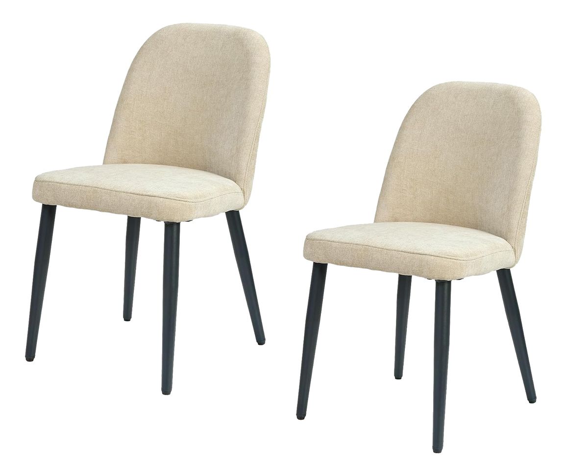 Beige Fabric Identities Chair With Metal Legs, Armless Chair Set Of 2 For Kitchen, Restaurant, Living, Meeting Room_maomaolike.com