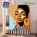 African Woman Portrait Painting Poster, Vibrant Stylized Artistic Poster, Bold Elegant Portrait With Large Gold Hoop Earrings, Chic Striped Top_maomaolike.com