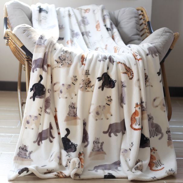 Cute Cat Milk Velvet Flannel Bed Sheet, Nap Air Conditioning Blanket, Sofa Cover, Christmas Blanket_maomaolike.com