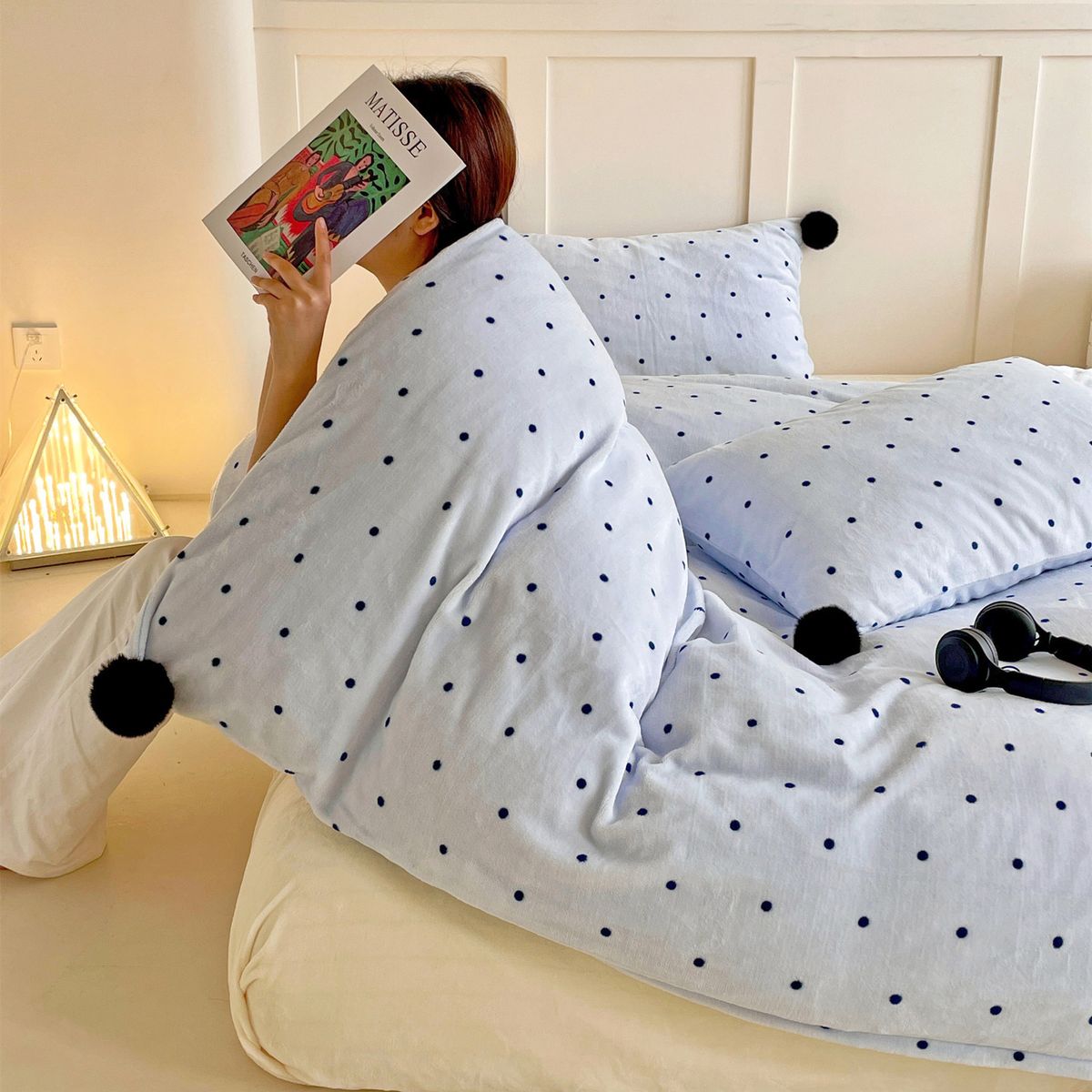 Wholesale Girly Heart Pom-Pom Cute Princess Style Milk Velvet Four-Piece Autumn Winter Double-Sided Warm 4-Piece Set_maomaolike.com