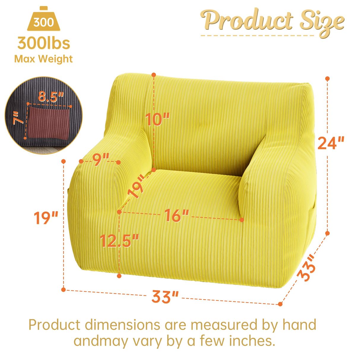 Bean Bag Chairs For Adults And Kids - Bean Bag Sofa With Tufted Soft Stuffed Filling For Living Room,Bedroom Accent Sofa Chair With Pocket_maomaolike.com