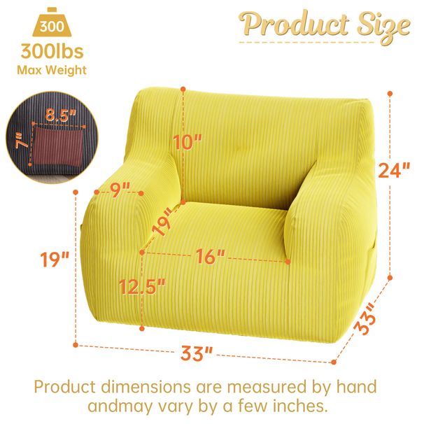 Bean Bag Chairs For Adults And Kids - Bean Bag Sofa With Tufted Soft Stuffed Filling For Living Room,Bedroom Accent Sofa Chair With Pocket_maomaolike.com