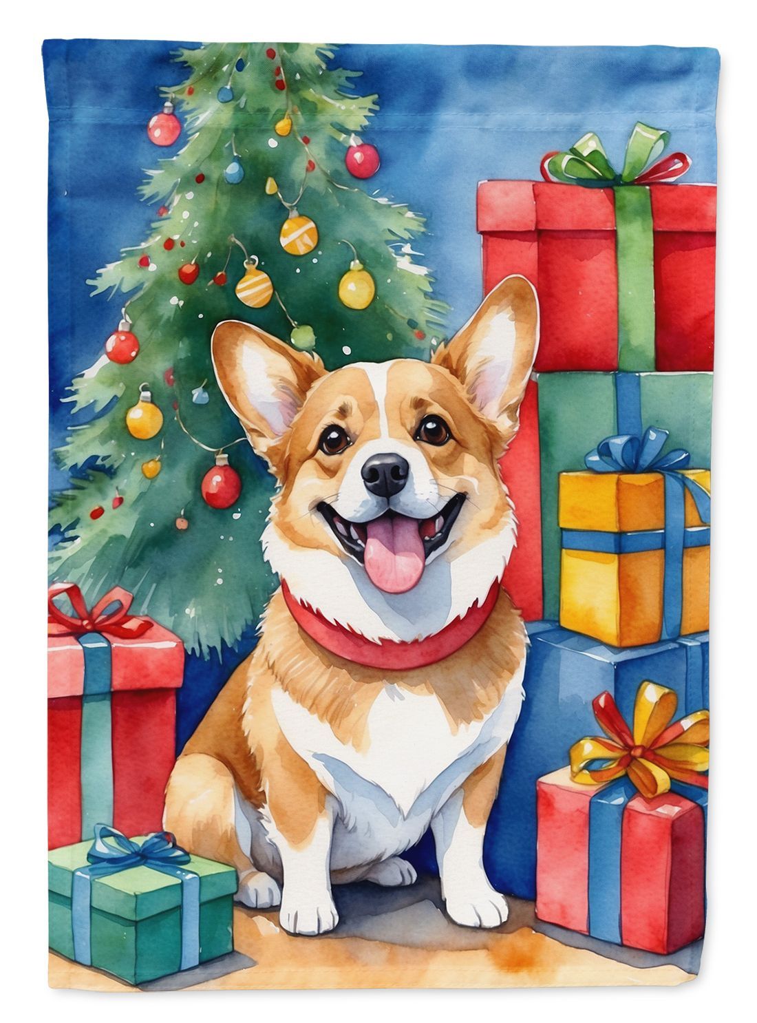 Corgi Christmas Reindeer House Flag Large Porch Sleeve Pole Decorative Outside Yard Banner Artwork Wall Hanging, Polyester, House Size, Multicolor_maomaolike.com