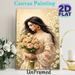 Lady With Roses Painting Poster, Soft-toned Romantic Art Poster, Gentle Lady Holding Blush Roses Surrounded By Daisies, Delicate Elegant Decor Piece_maomaolike.com