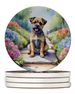Border Terrier Spring Path Large Sandstone Coasters Pack Of 4 Absorbent Round Coasters Decor Gifts For Men Or Women, 4 In, Multicolor_maomaolike.com
