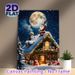 Christmas Santa Themed Painting Poster, Warm Festive Snowy Cottage Night Scene Poster, Cozy Holiday Design Ideal For Living Room, Seasonal Home_maomaolike.com