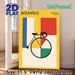 Bauhaus Style Abstract Bicycle Painting Poster, Minimalist Geometric Color-block Poster, Sleek Artistic Wall Decor Ideal For Living Room, Office_maomaolike.com