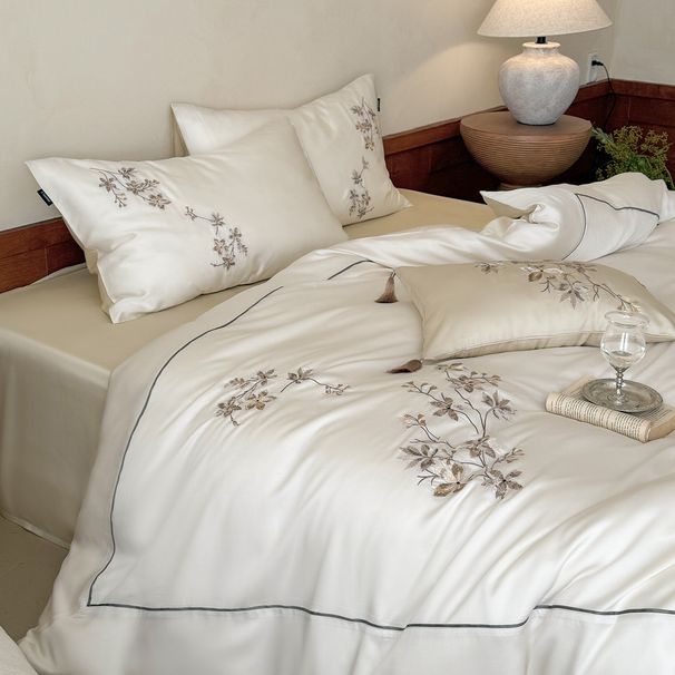 Cool Quilt Cover New Chinese-style Embroidered 100-thread Count Lenzing Tencel Four-piece Set, Summer Cool-touch Ice_maomaolike.com