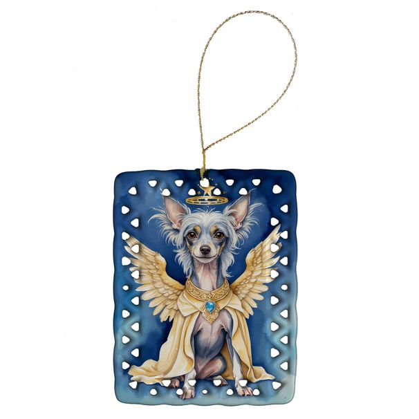 Chinese Crested My Angel Porcelain Ornament Christmas Tree Hanging Decorations For Home Christmas Holiday, Rectangle, Gift, Multicolor_maomaolike.com