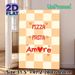 Pizza Pasta Amore Themed Painting Poster, Warm Checkered Print With Playful Handwritten Text And Heart Accents Poster, Brings Cozy Vibe, Suitable For_maomaolike.com