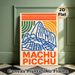 Machu Picchu Themed Painting Poster, Bold Line Art & Retro Color Poster, Stylish Landmark Decor Ideal For Living Room, Study And Travel-themed Spaces_maomaolike.com