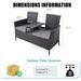 Outdoor Loveseat, 2 Seat Loveseat With Cushions And Built-in Coffee Table, Bench For Balcony Furniture Sets Non-removable Back Without Glass( Backrest Of Integrated Piece )_maomaolike.com