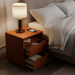 20 Modern Nightstand With 2 Drawers And Shelves Solid Wood Night Stand With Charger Station Mid Century Bedside Table Curved Wood Side Table-Walnut_maomaolike.com