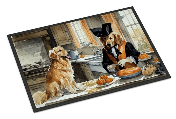 Golden Retriever Fall Kitchen Pumpkins Doormat Front Door Mat Indoor Outdoor Rugs For Entryway, Non Slip Washable Low Pile, 24H X 36W_maomaolike.com