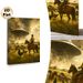 Cowboy & UFO Themed Painting Poster, Vintage Western Style Dramatic Rural Scene Poster, Unique Surreal Artwork Ideal For Living Room, Study Wall Decor_maomaolike.com