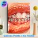 Jeweled Teeth & Glossy Lips Painting Poster, Vibrant Stylized Sparkling Mouth Poster, Eye-catching Decorative Artwork Ideal For Bedroom, Vanity Space_maomaolike.com