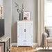 27 Accent Tall Tower White Storage Cabinet - Rustic Wood Sideboard Pantry Cabinet - Versatile Buffet Cabinet With Storage For Home Decor And Organization Chic Cabinet With Two Doors And Two Drawers_maomaolike.com